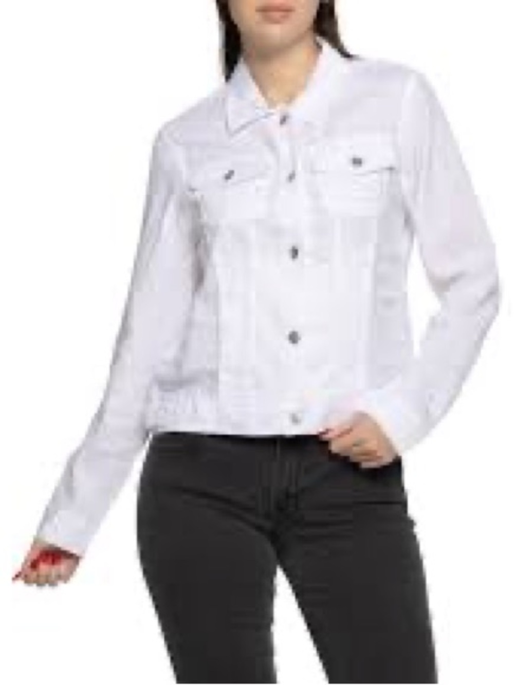 Jones New York  Sport 100% Linen Black Button Front Trucker Jacket L